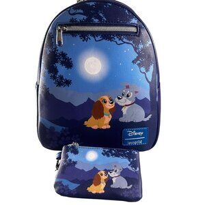 Loungefly Disney Lady Tramp Backpack Wallet Purse Moonlight Stroll Dog Bag